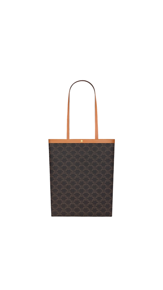 Medium Flat Shopper In Miel Triomphe Canvas