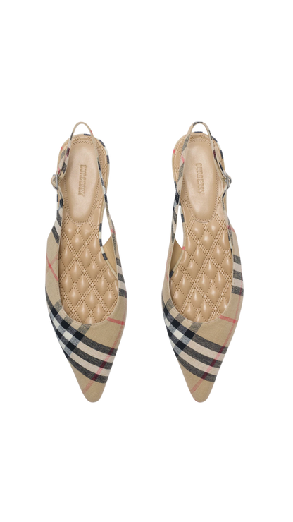 Check Dame Slingback Ballerinas in Sand