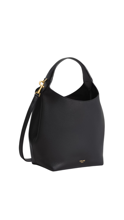 Bolso Hobo Pequeño - Piel de Becerro Suave y Flexible en Negro