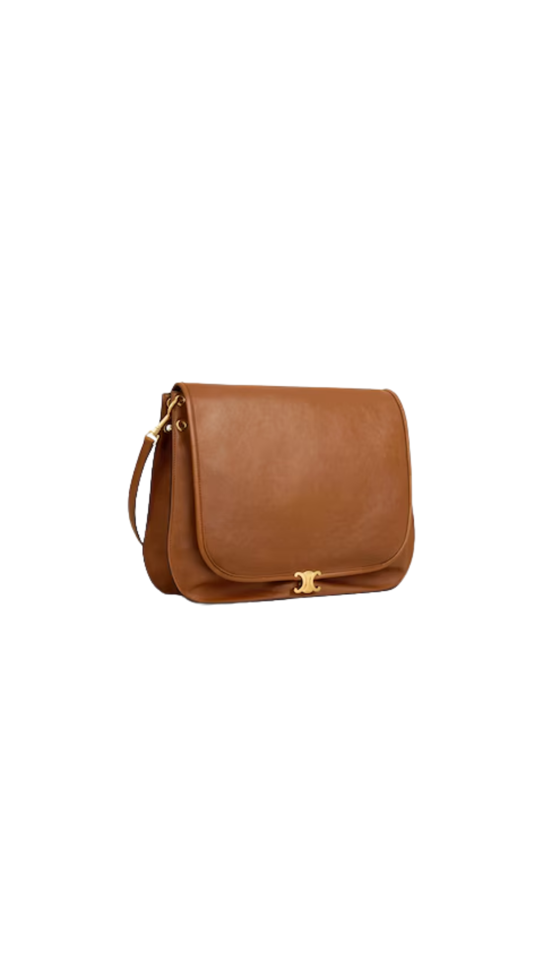 Bandolera Soft Triomphe de piel de cordero brillante flexible en color Tan
