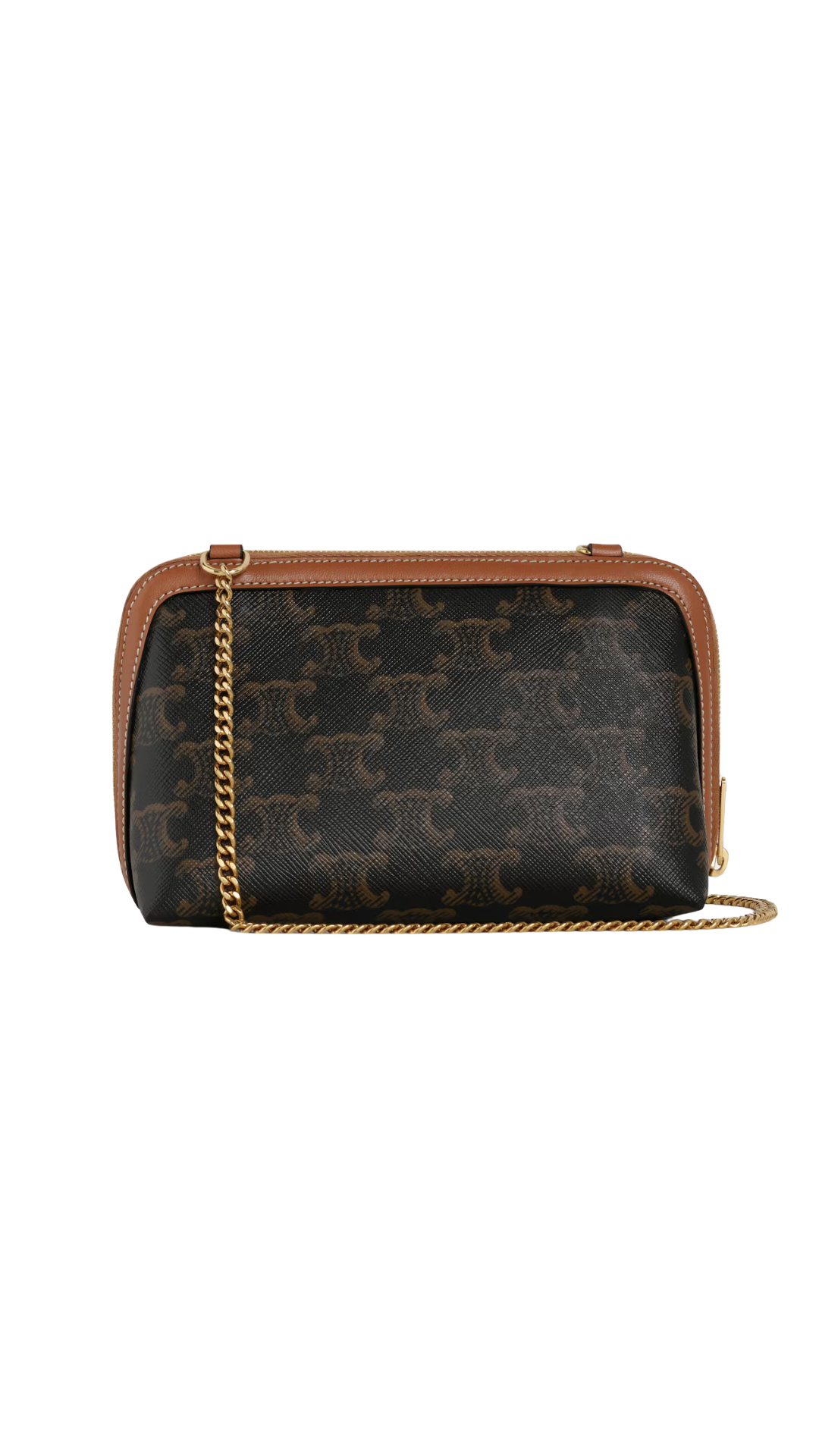 Clutch On Chain In Triomphe Canvas And Lambskin in Tan