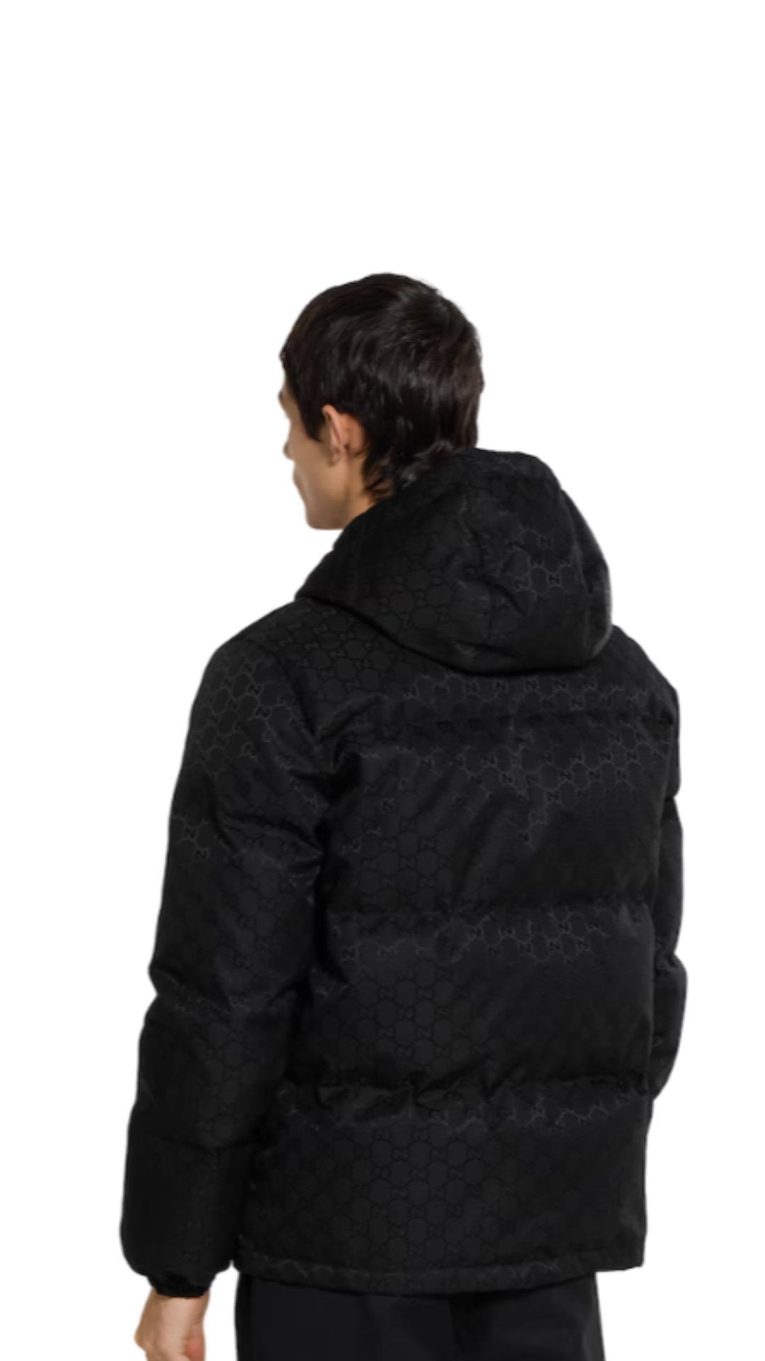 GG Black Bylon Canvas Down Jacket