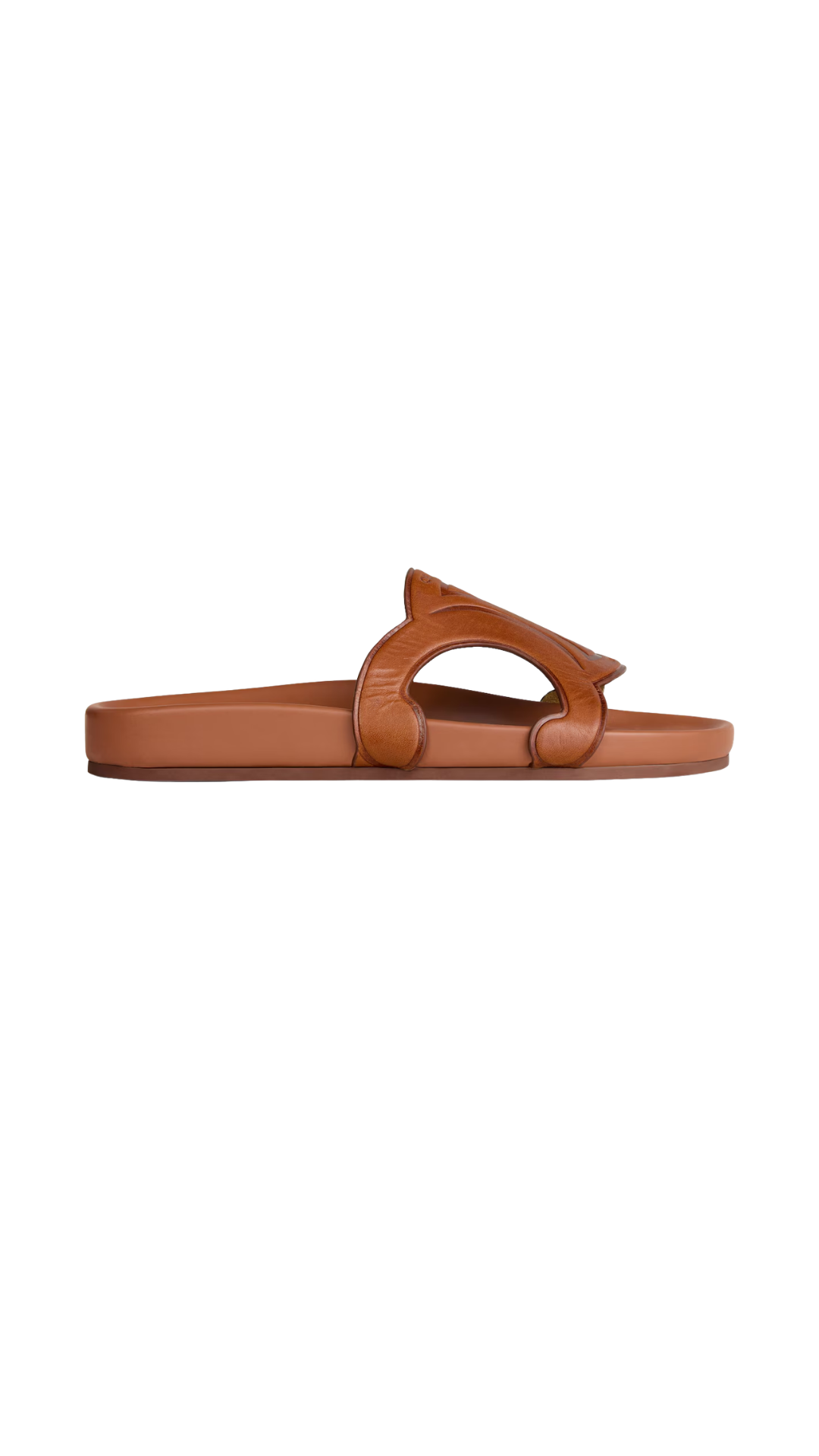 Triomphe Slide In Tan Calfskin - Vegetal Tanning