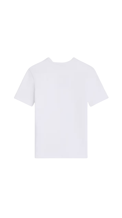 Triomphe T-Shirt In Off White / Navy Ribbed Cotton Jersey