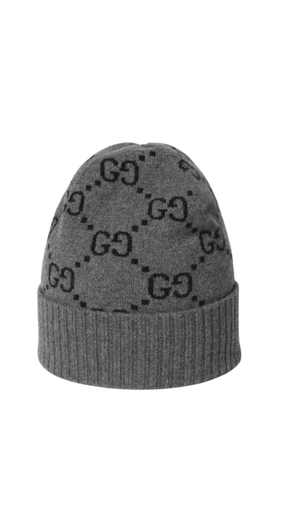 GG Cashmere Hat in Black and Grey