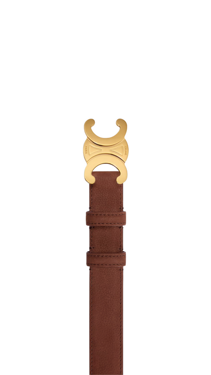 Medium 25mm Triomphe Belt in Chestnut Grained Nubuck Calfskin