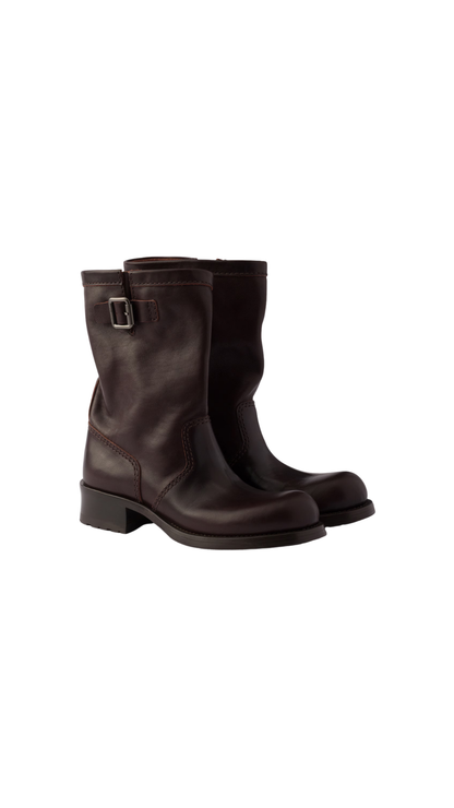 Leather Mid-Calf boots in Dark Brown