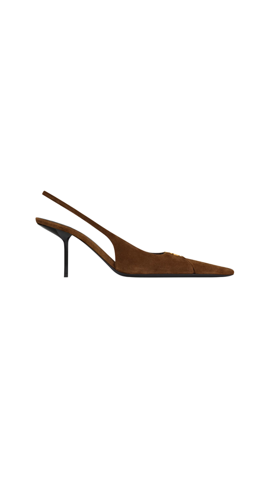 Babylone Breteuil Slingback Pumps In Dark Havana Suede