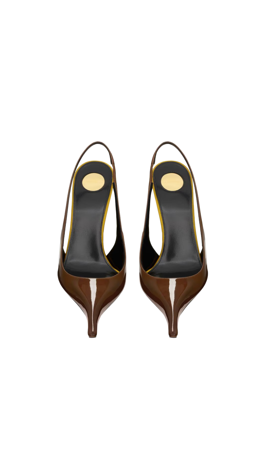 Amalia Slingback Pumps In Wood & Ocre Patent Leather