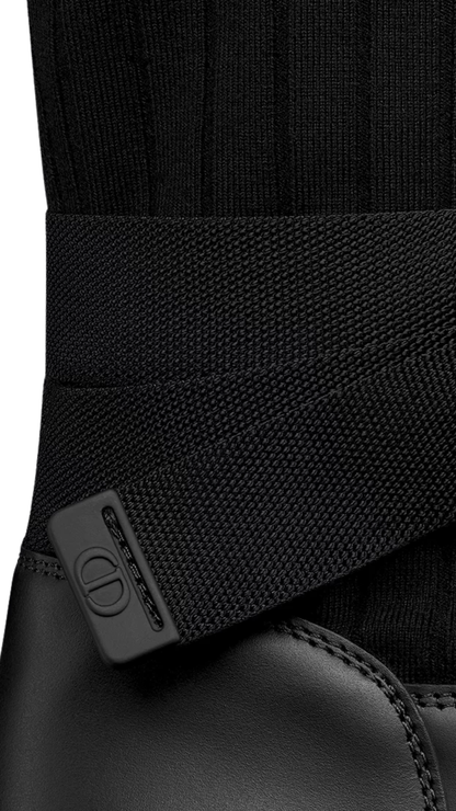 D-Major Boot in Black Calfskin with Black and White Technical Knit