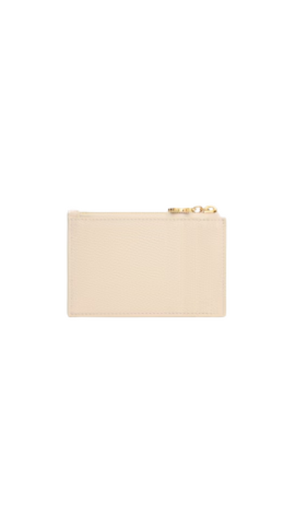 Zipped Card Holder Triomphe Charms in Spring Yellow Grained Calfskin