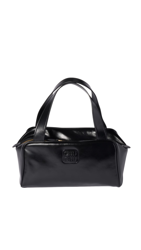 Leather Top-Handle Bag in Black