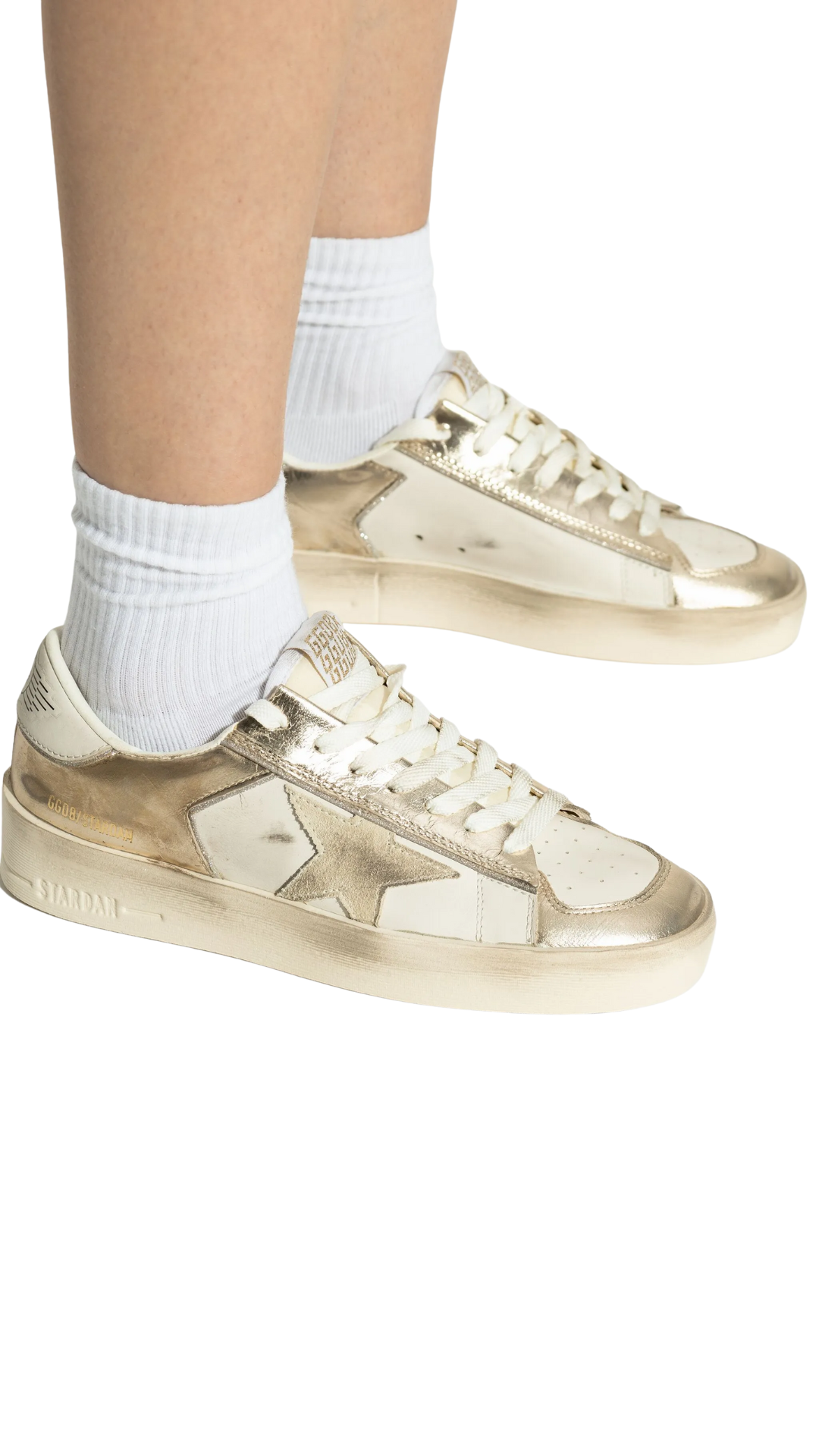 Stardan con estrella de ante beige y talonera dorada metalizada