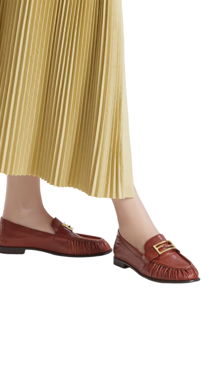 Baguette Brick Red Nappa Leather Loafers