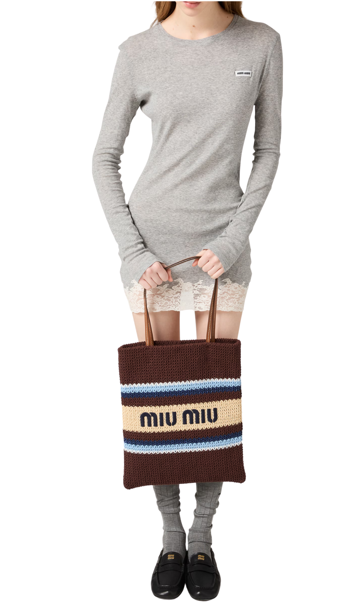 Raffia-Effect Woven Tote Bag in Cocoa Brown/Celeste/Natural