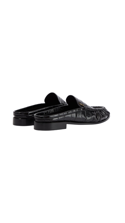 Le Loafer Eel Leather Mules in Black