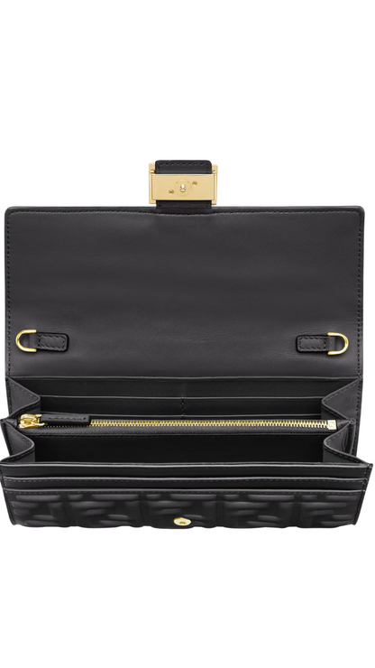 Baguette Continental Wallet With Chain in Black