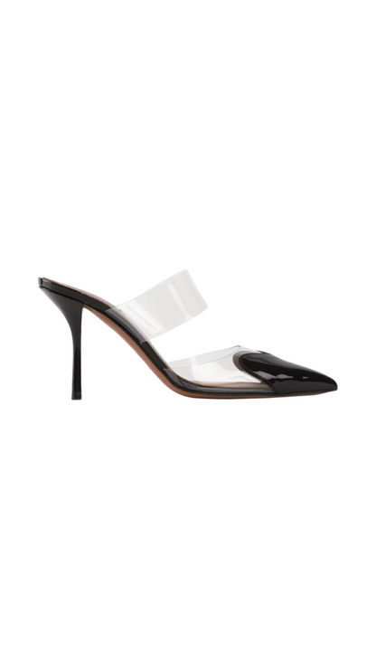 Le Coeur Mules In Patent Calfskin in Black