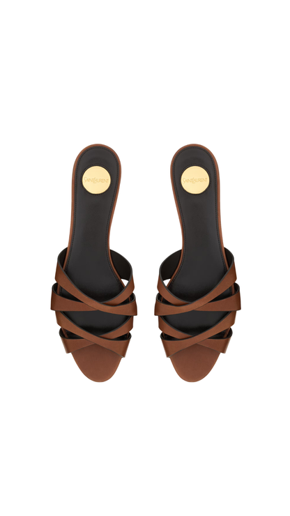 Chandelle Mules In Burnt Brown Smooth Leather