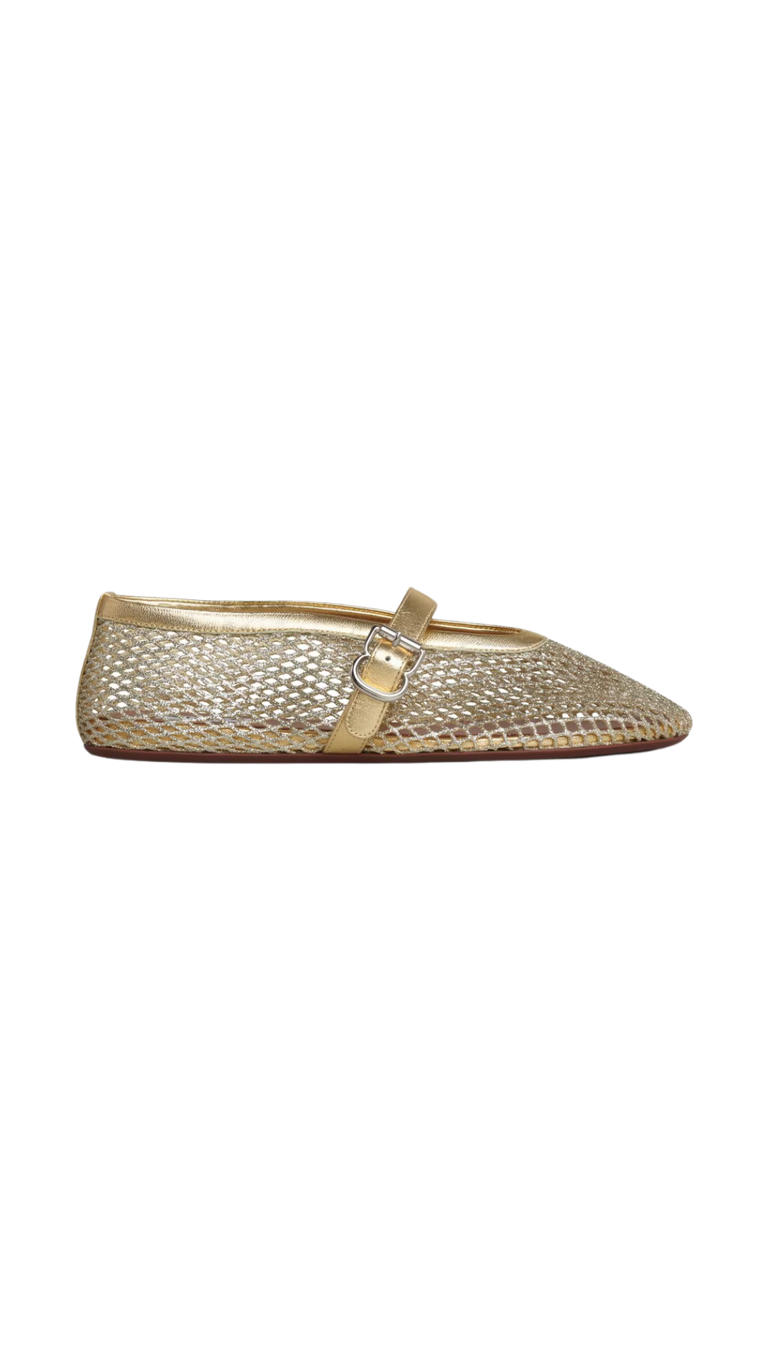 Ballet Flats In Laminated Fishnet in Gold