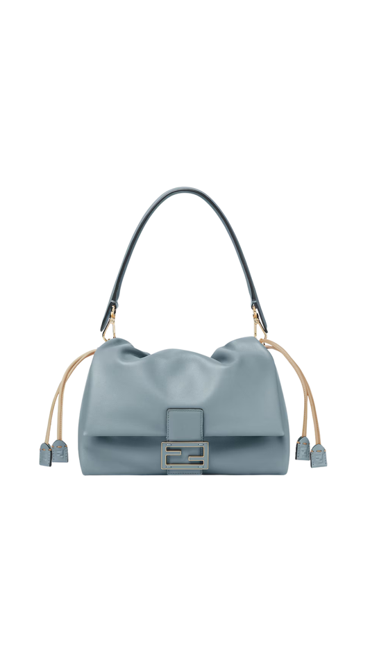 Mamma Baguette Medium in Mercury Blue Nappa Leather Bag