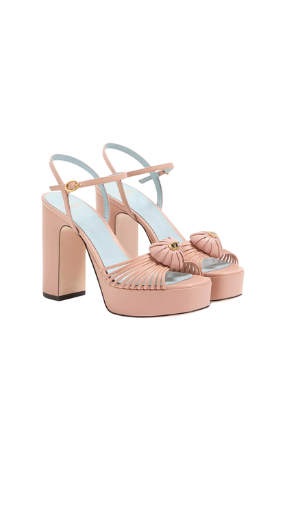 Coeur Royal Platform Sandal In Pink Kidskin 115Mm
