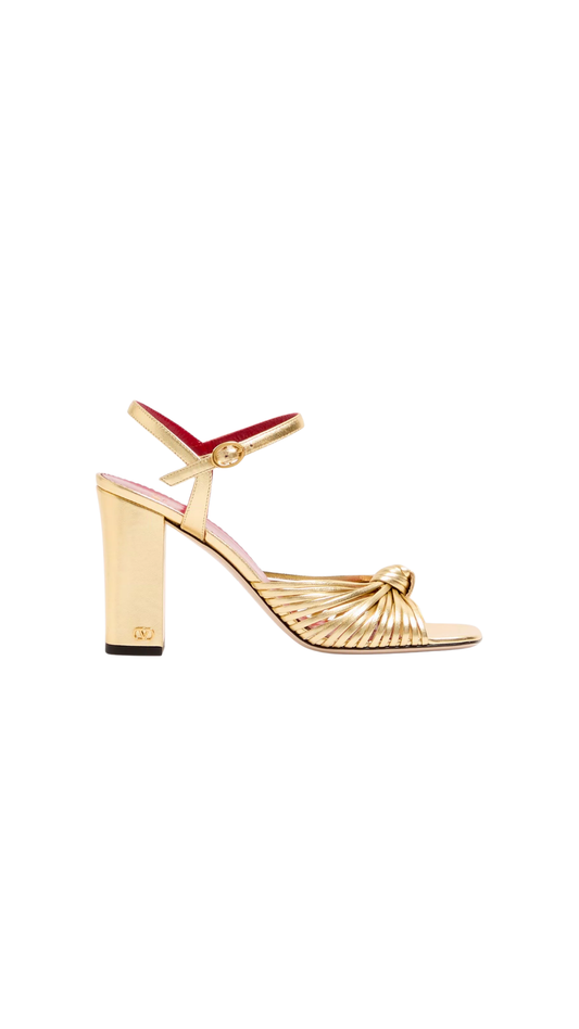 Annet Laminated Nappa Sandal 90Mm in Gold