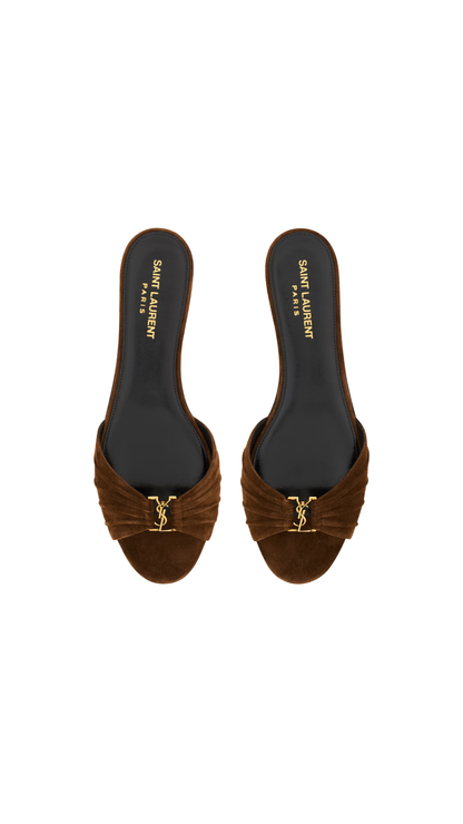 Babylone Slides In Dark Havana Suede