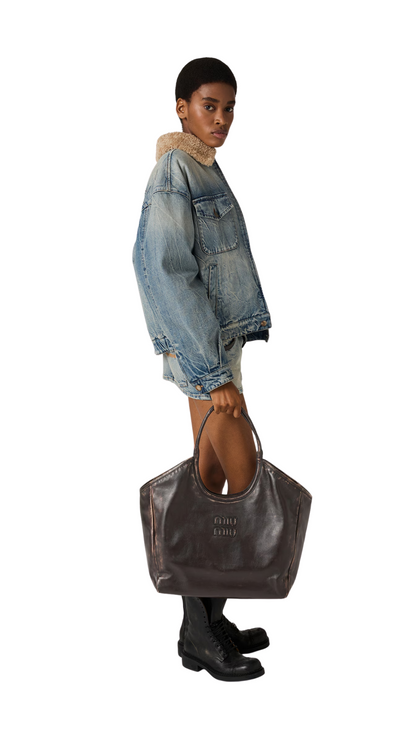 IVY in Coffee Leather Tote Bag