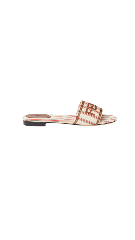 Sunshine in Red and Beige Striped FF Canvas Slides