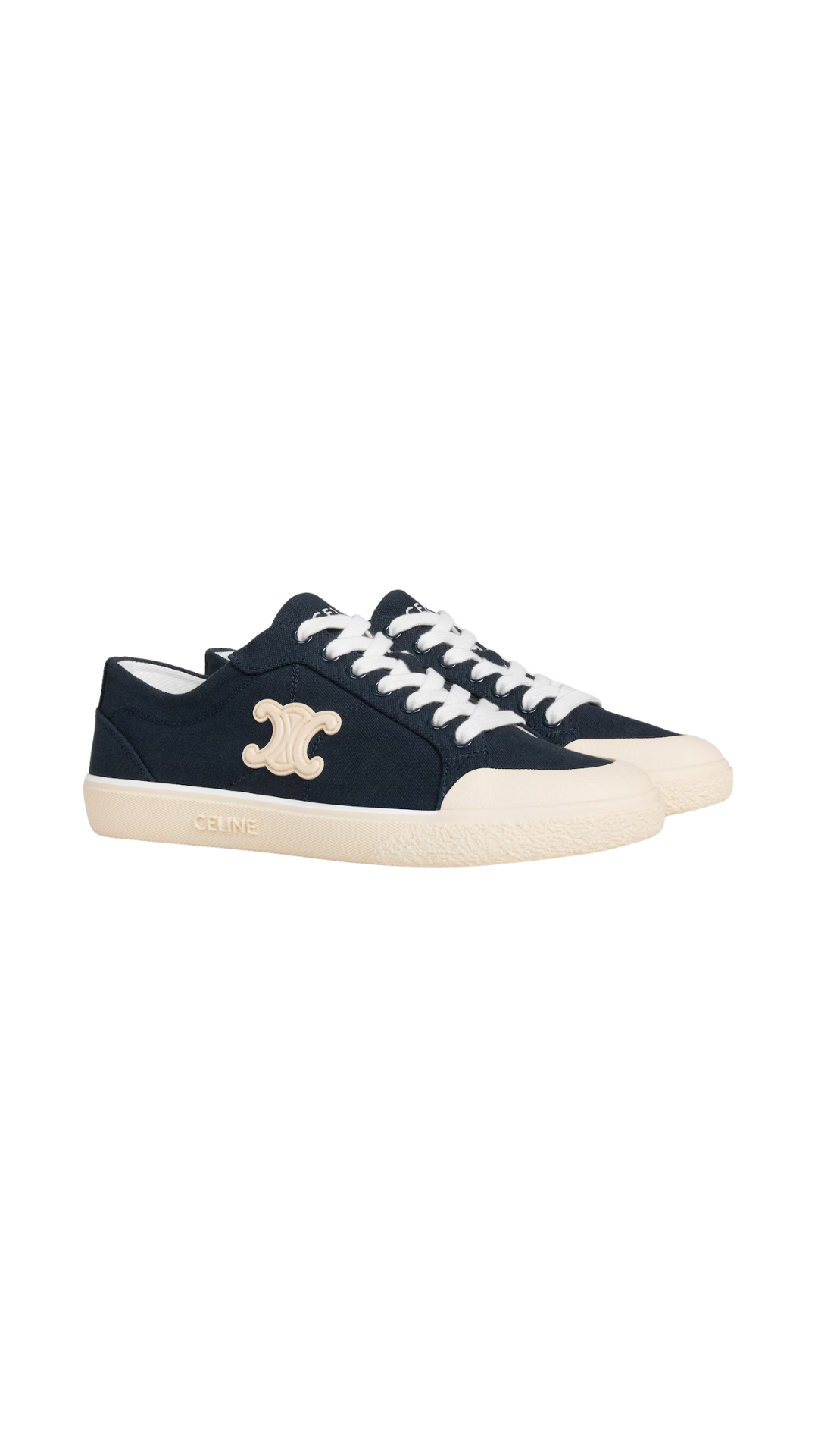 Celine Alan Sneakers With Triomphe In Navy Canvas