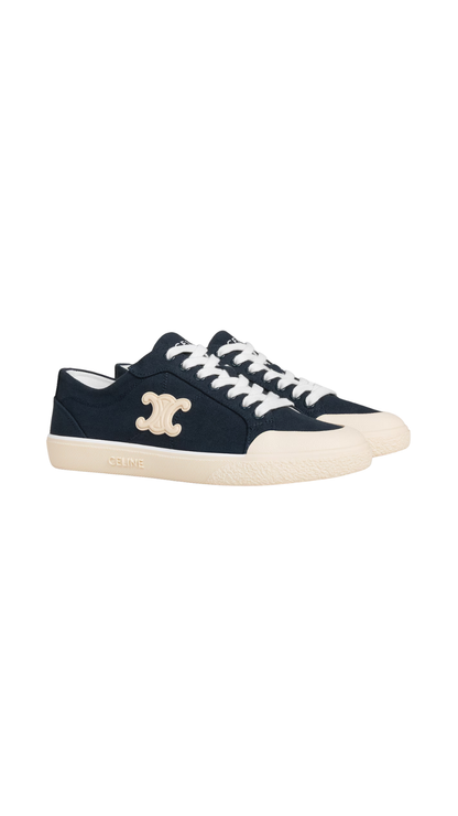 Celine Alan Sneakers With Triomphe In Navy Canvas