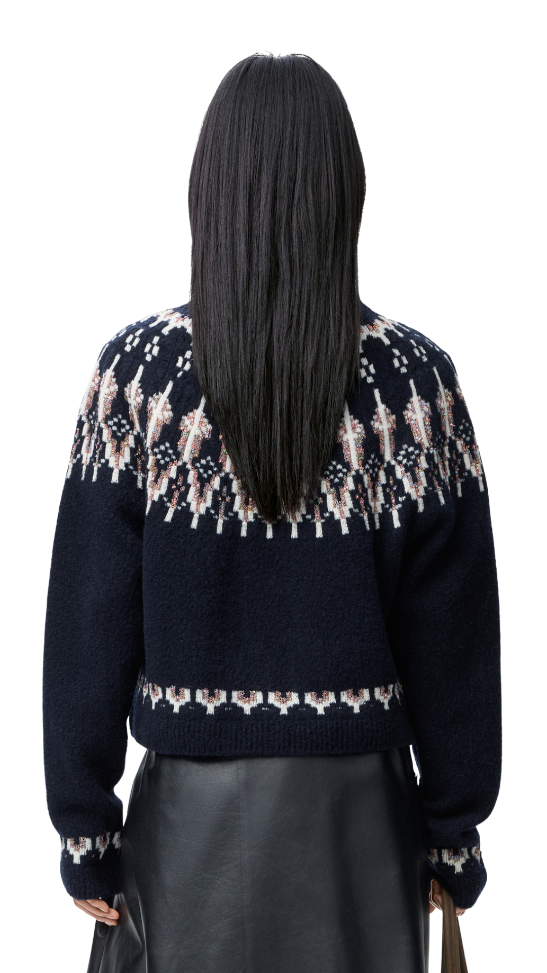 Sweater in Navy/Multicolor Wool Blend