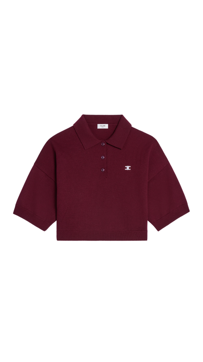 Cropped Polo in Burgundy Wool