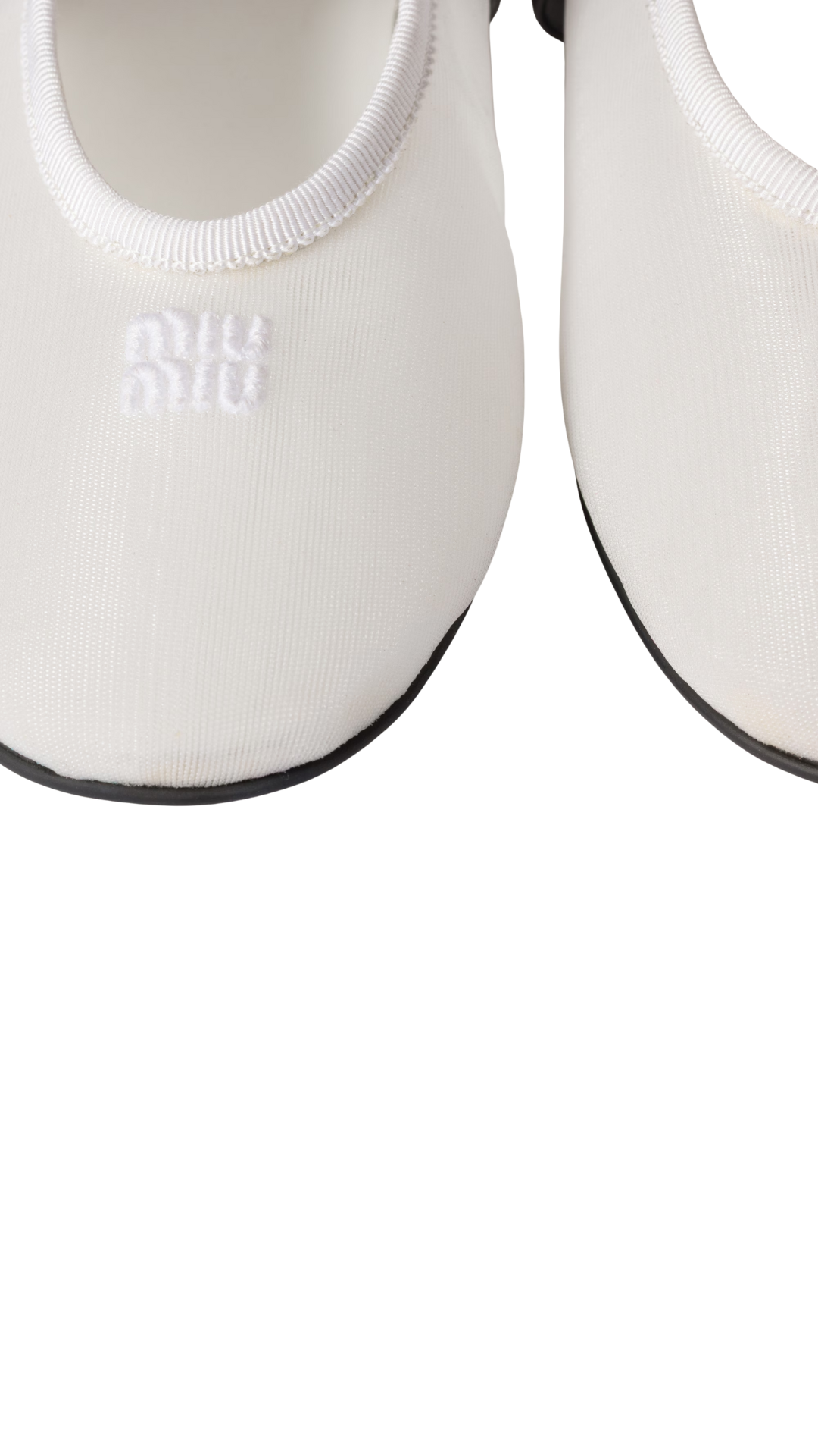 Mesh Fabric Ballerinas in White