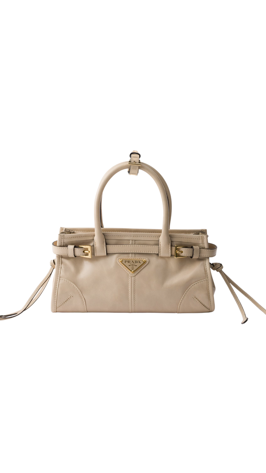 Bonnie Leather Mini Handbag in Travertine