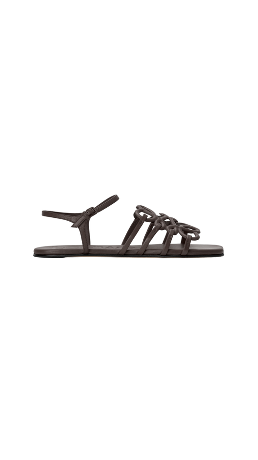 Petal Anagram Sandal in Dark Brown Calfskin