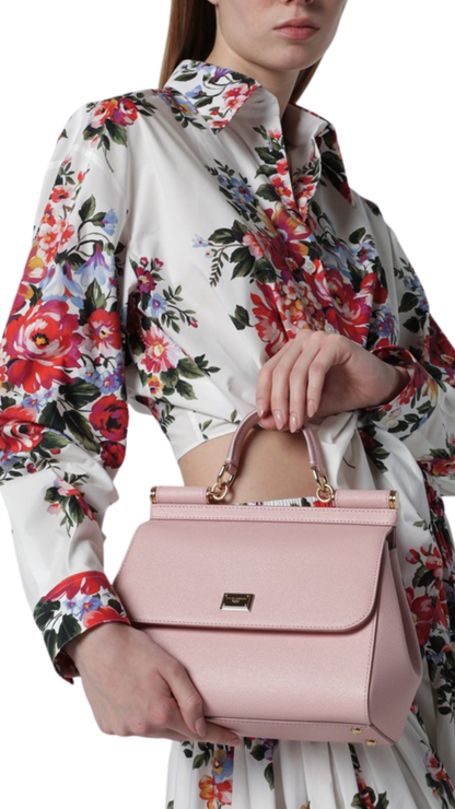 Large Sicily Handbag in Pink Dauphine Calfskin