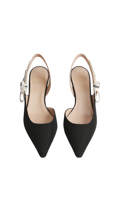 J'Adior Slingback Pump in Black Embroidered Technical Fabric