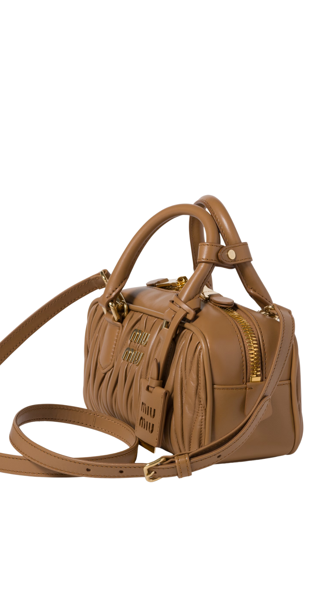 Arcadie Matelassé Nappa Leather Bag in Caramel