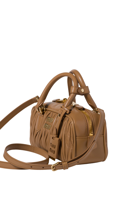 Arcadie Matelassé Nappa Leather Bag in Caramel