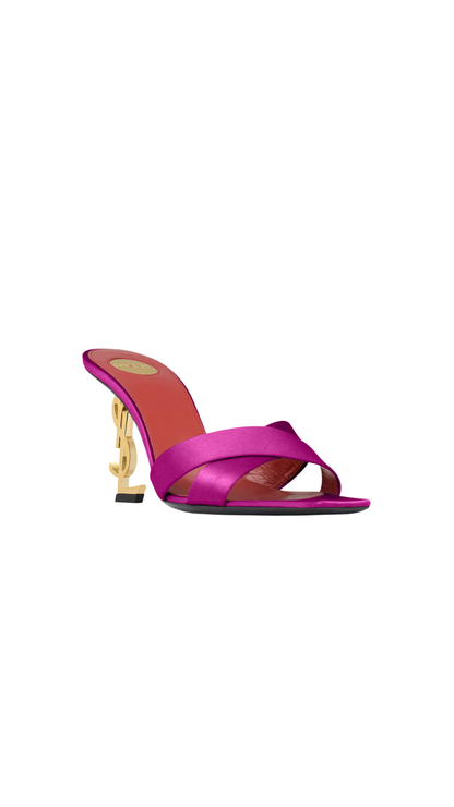 Opyum Mules in Satin Crepe Fuchsia
