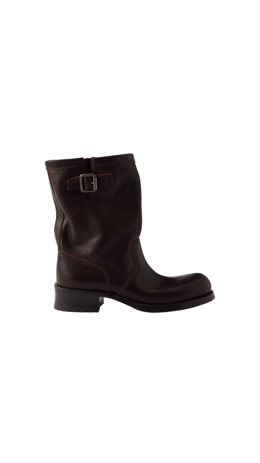 Leather Mid-Calf boots in Dark Brown