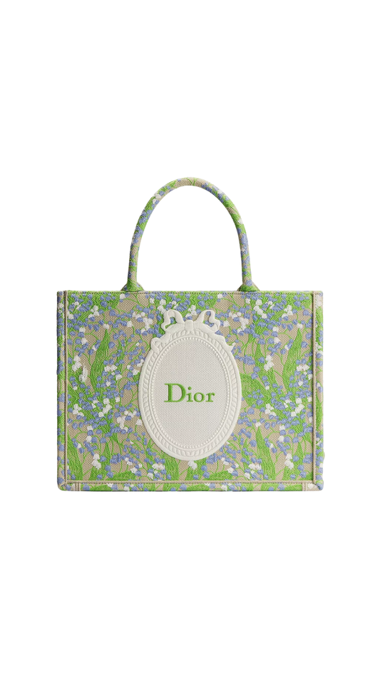 Medium Dior Book Tote with Strap in Lily of the Valley Multicolor