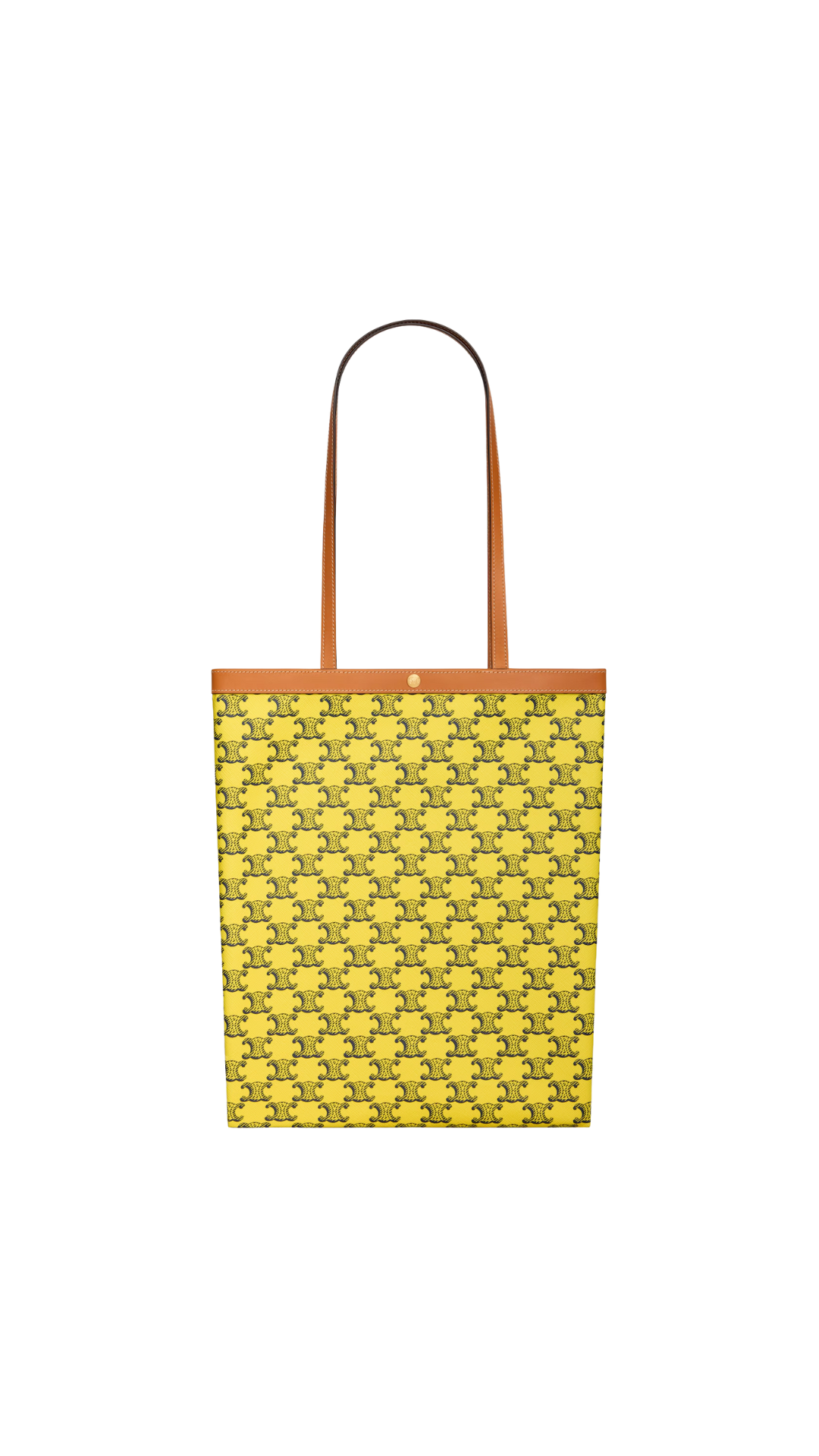 Medium Flat Shopper In Yellow / Navy Triomphe Canvas