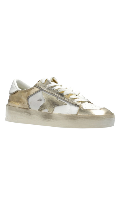 Stardan con estrella de ante beige y talonera dorada metalizada