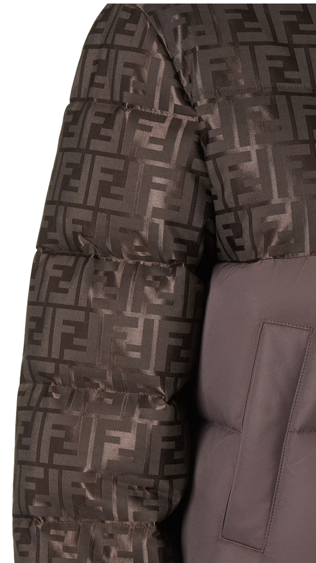 Puffer Jacket in Brown FF Nylon Puffer Jacket