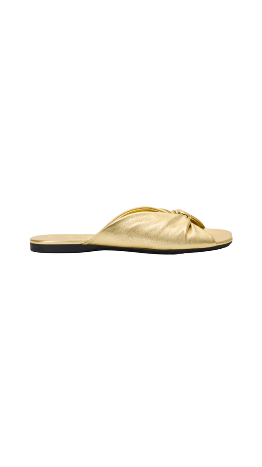 Pebble Soft Slide In Gold Laminated Lambskin