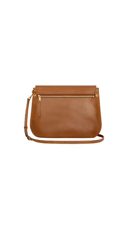 Bandolera Soft Triomphe de piel de cordero brillante flexible en color Tan