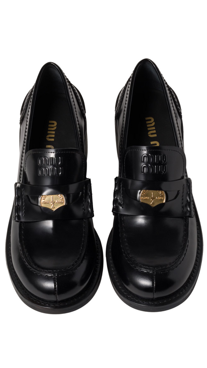 Brushed Leather Loafers in Black
